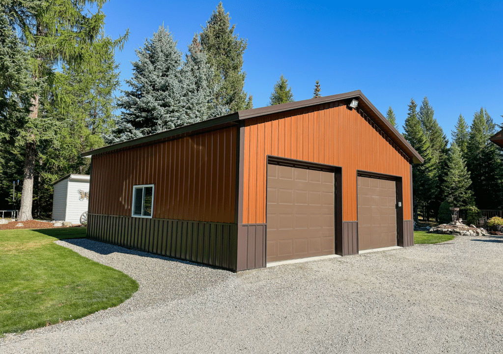 A 28x28x10 Garage Hobby Shop Built By MQS, Featuring Aged Copper Metal Siding, Brown Metal Trim and Wainscoting, and Brown Metal Roofing, available for custom order in MT, ID, WA, & WY A 28x28x10 Garage Hobby Shop Built By MQS, Featuring Aged Copper Metal Siding, Brown Metal Trim and Wainscoting, and Brown Metal Roofing, available for custom order in MT, ID, WA, & WY