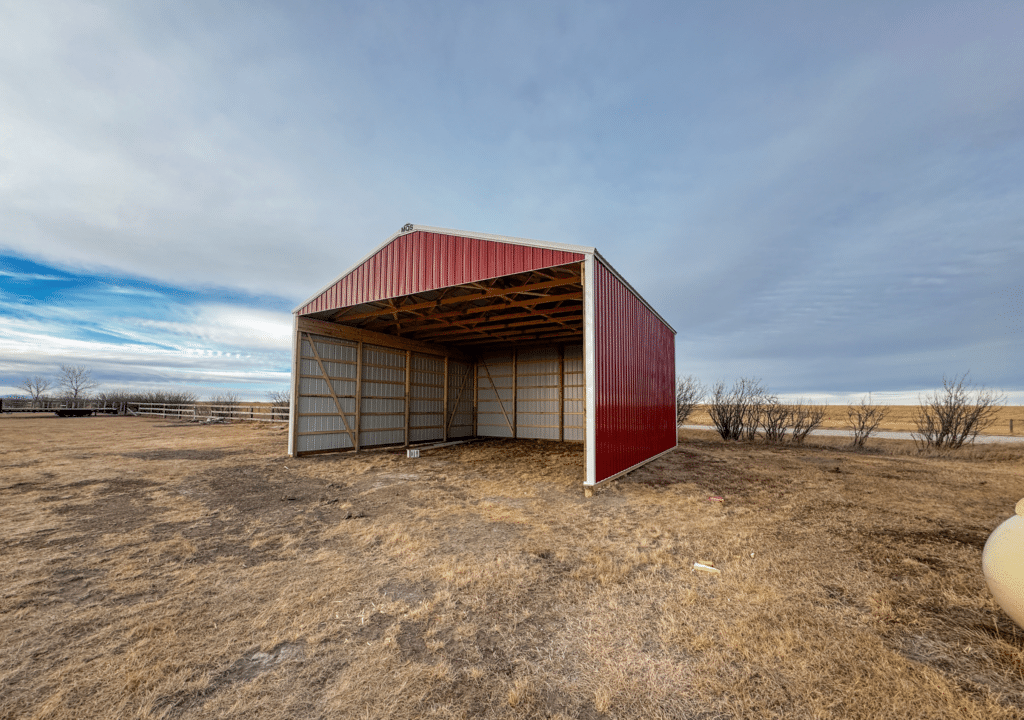 A 32x32x14 Ag Storage_Ag Equipment Storage, featuring High Gloss Red metal Siding, and White metal roofing, Built by MQS, in Hobson, MT A 32x32x14 Ag Storage_Ag Equipment Storage, featuring High Gloss Red metal Siding, and White metal roofing, Built by MQS, in Hobson, MT