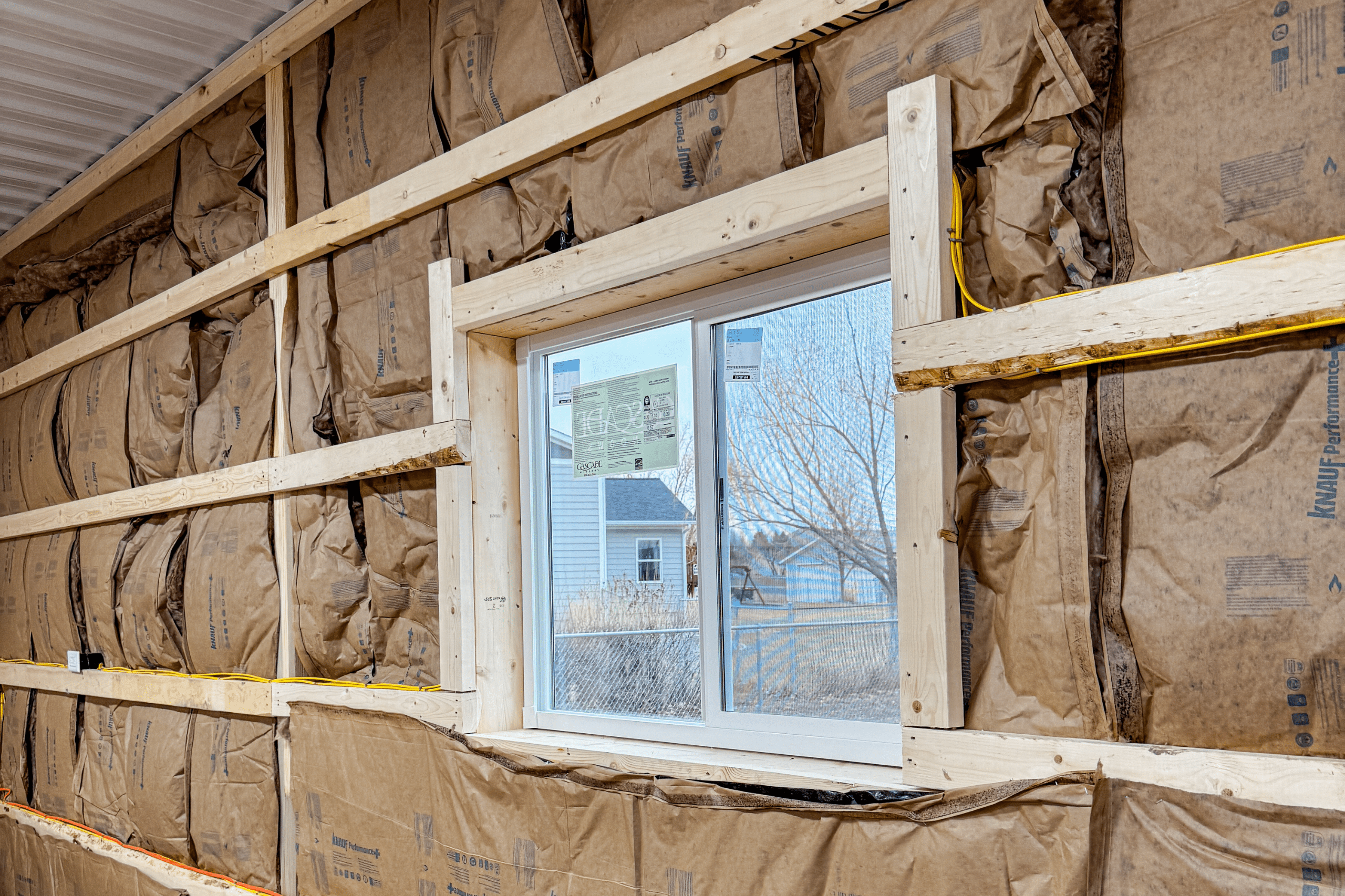 close-up photo of Fiberglass Insulation post installation