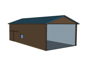 3D Render of a 26x48x14 RV Storage, Built By MQS, Featuring Desert Brown metal siding, and Hawaiian Blue metal roofing, in Bonner, MT