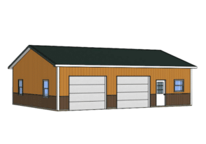 3D Render of a 30x40x10 Hobby workshop Home Garage, Featuring Copper Metal Siding, White Metal trim, and Evergreen Metal Roofing, Built By MQS, in Worden, MT