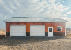 A 30x40x10 Hobby workshop Home Garage, Built by MQS, Featuring Copper Metal Siding, White Metal trim, and Evergreen Metal Roofing, in Worden, MT