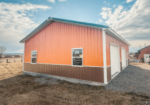 A 30x40x10 Hobby workshop Home Garage, Built by MQS, Featuring Copper Metal Siding, and Evergreen Metal Roofing, in Worden, Montana