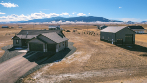 A 30x48x16 Hobby_Workshop_ Home Garage, Featuring Charcoal Metal Siding, and Black Metal Trim, built by MQS, in Helena, MT